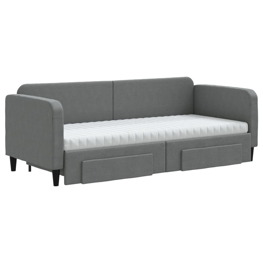 daybed med udtræk og skuffer 80x200 cm stof mørkegrå