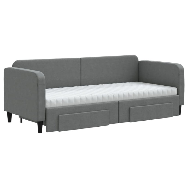 daybed med udtræk og skuffer 80x200 cm stof mørkegrå