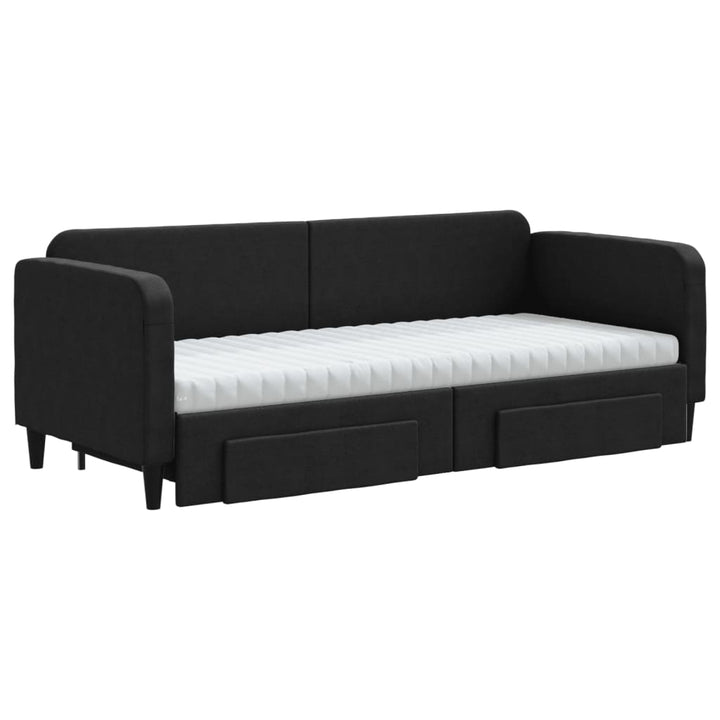daybed med udtræk og skuffer 80x200 cm stof sort