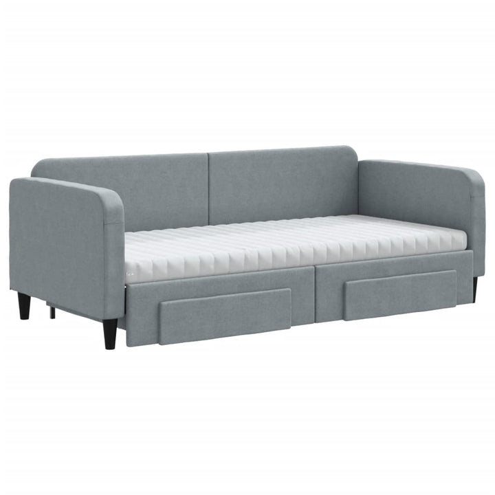 daybed med udtræk og skuffer 90x200 cm stof lysegrå