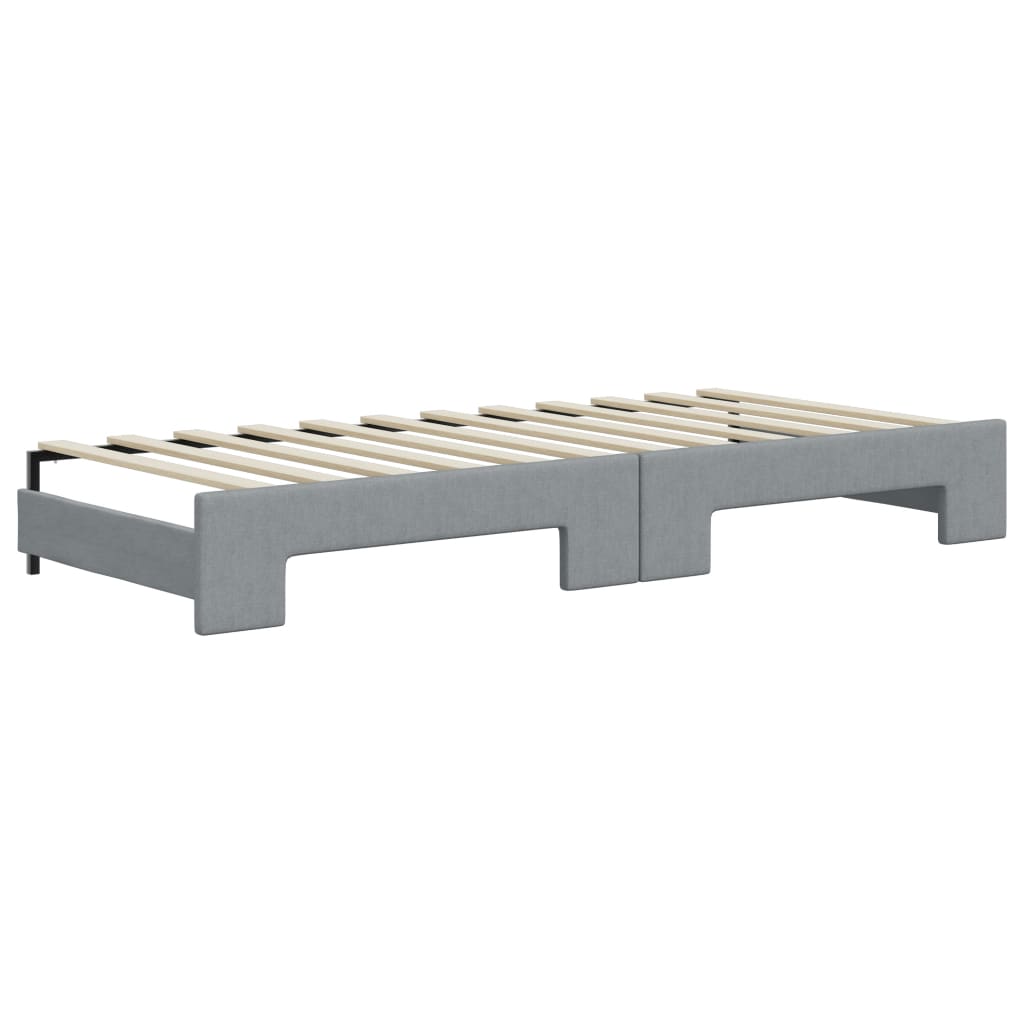 daybed med udtræk og skuffer 90x200 cm stof lysegrå