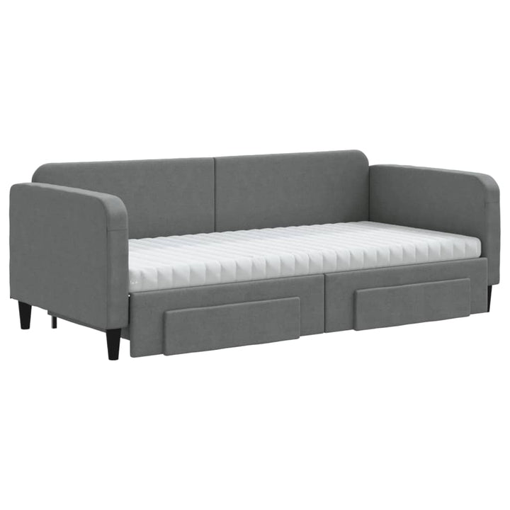 daybed med udtræk og skuffer 90x200 cm stof mørkegrå