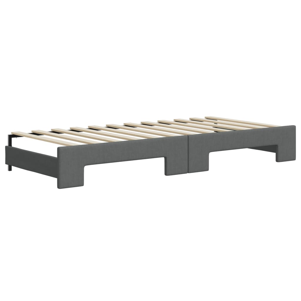 daybed med udtræk og skuffer 90x200 cm stof mørkegrå