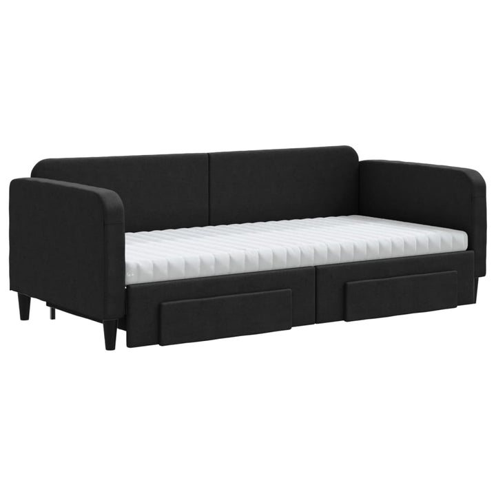 daybed med udtræk og skuffer 80x200 cm stof sort