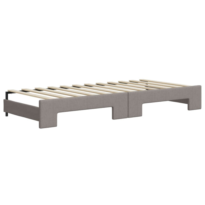 daybed med udtræk og skuffer 90x200 cm stof gråbrun