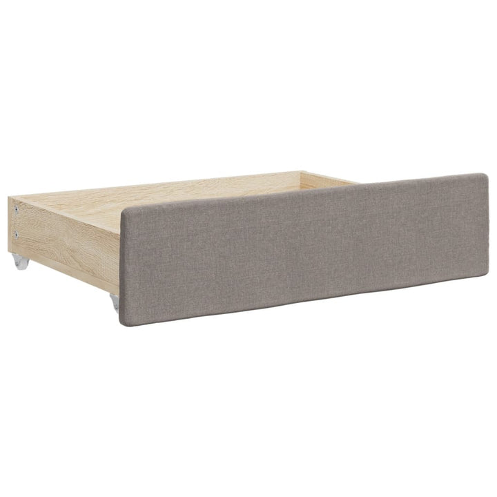 daybed med udtræk og skuffer 90x200 cm stof gråbrun