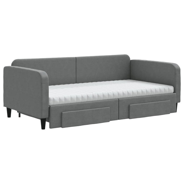 daybed med udtræk og skuffer 100x200 cm stof mørkegrå