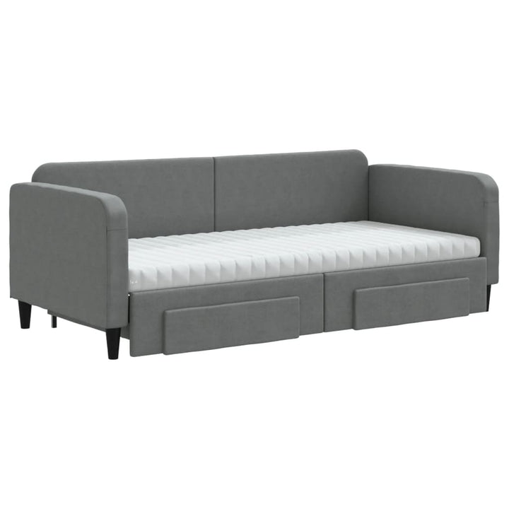 daybed med udtræk og skuffer 90x190 cm stof mørkegrå