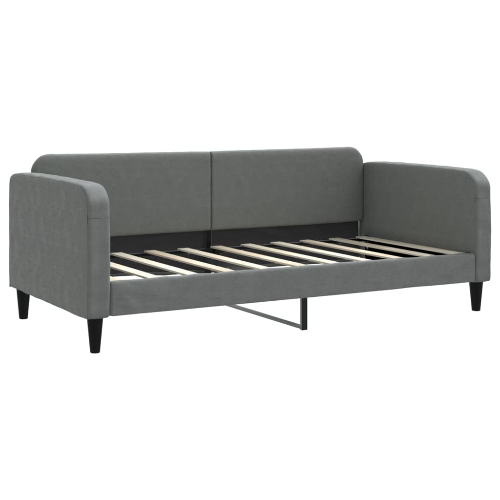 daybed med udtræk og skuffer 90x190 cm stof mørkegrå