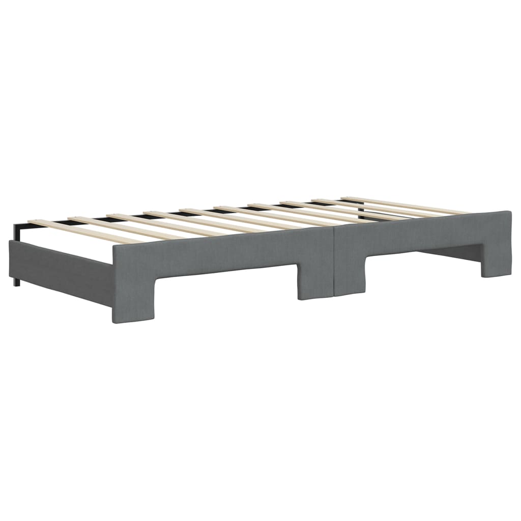 daybed med udtræk og skuffer 90x190 cm stof mørkegrå