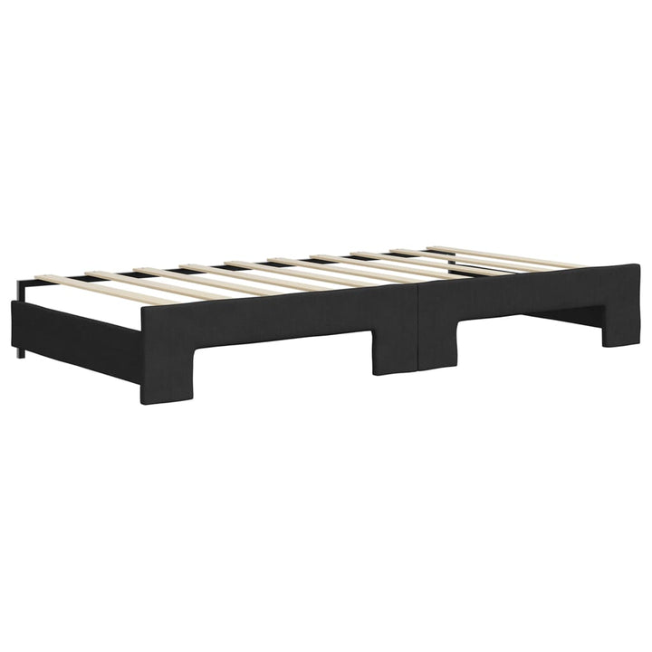 daybed med udtræk og skuffer 90x190 cm stof sort