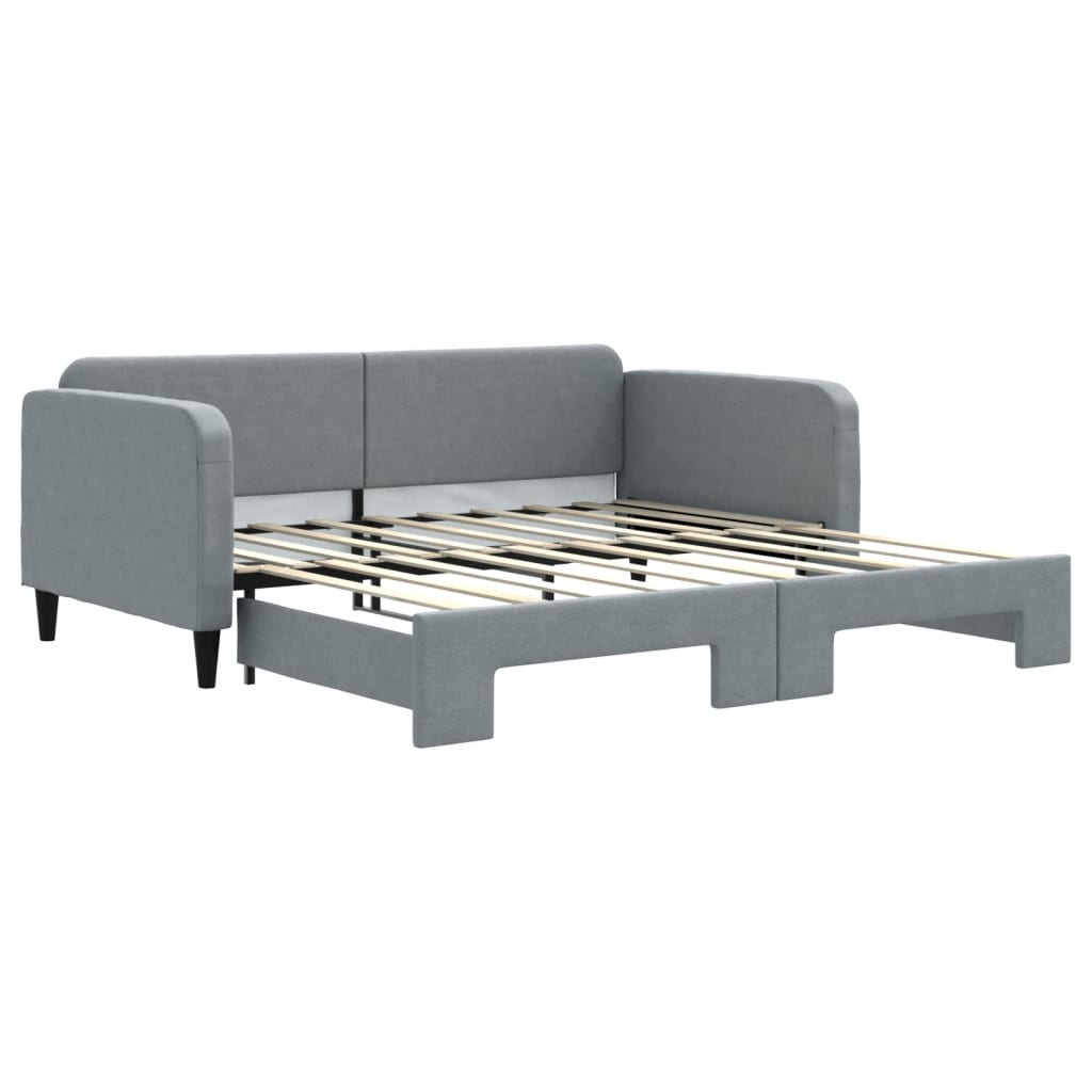 daybed med udtræk 100x190 cm stof lysegrå