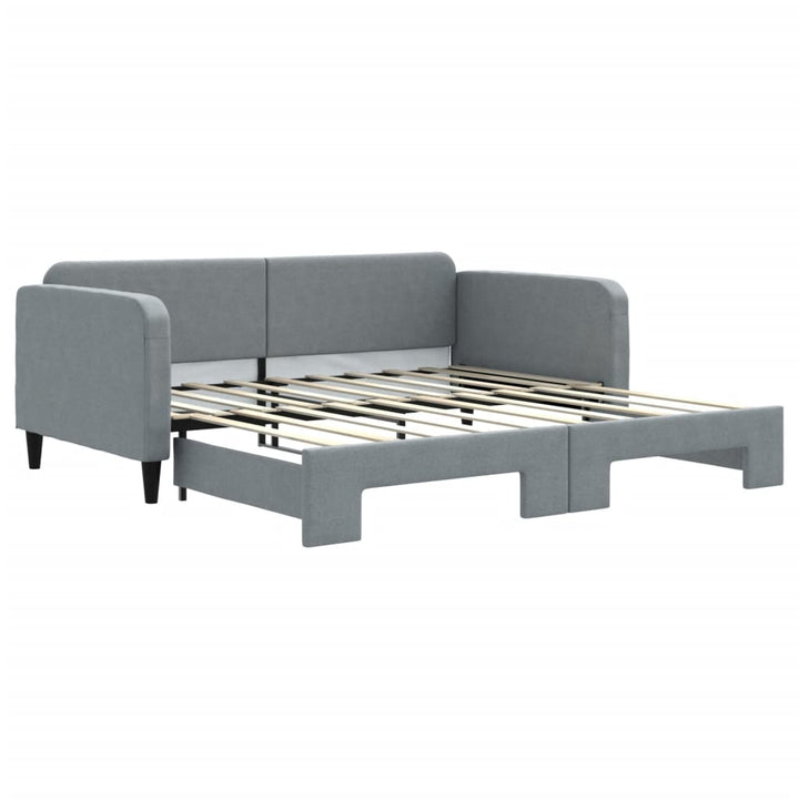 daybed med udtræk 100x190 cm stof lysegrå
