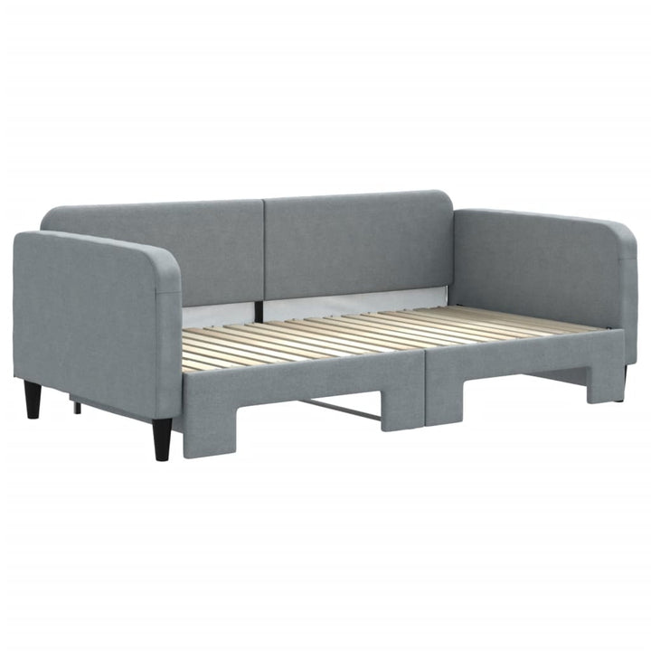 daybed med udtræk 100x190 cm stof lysegrå