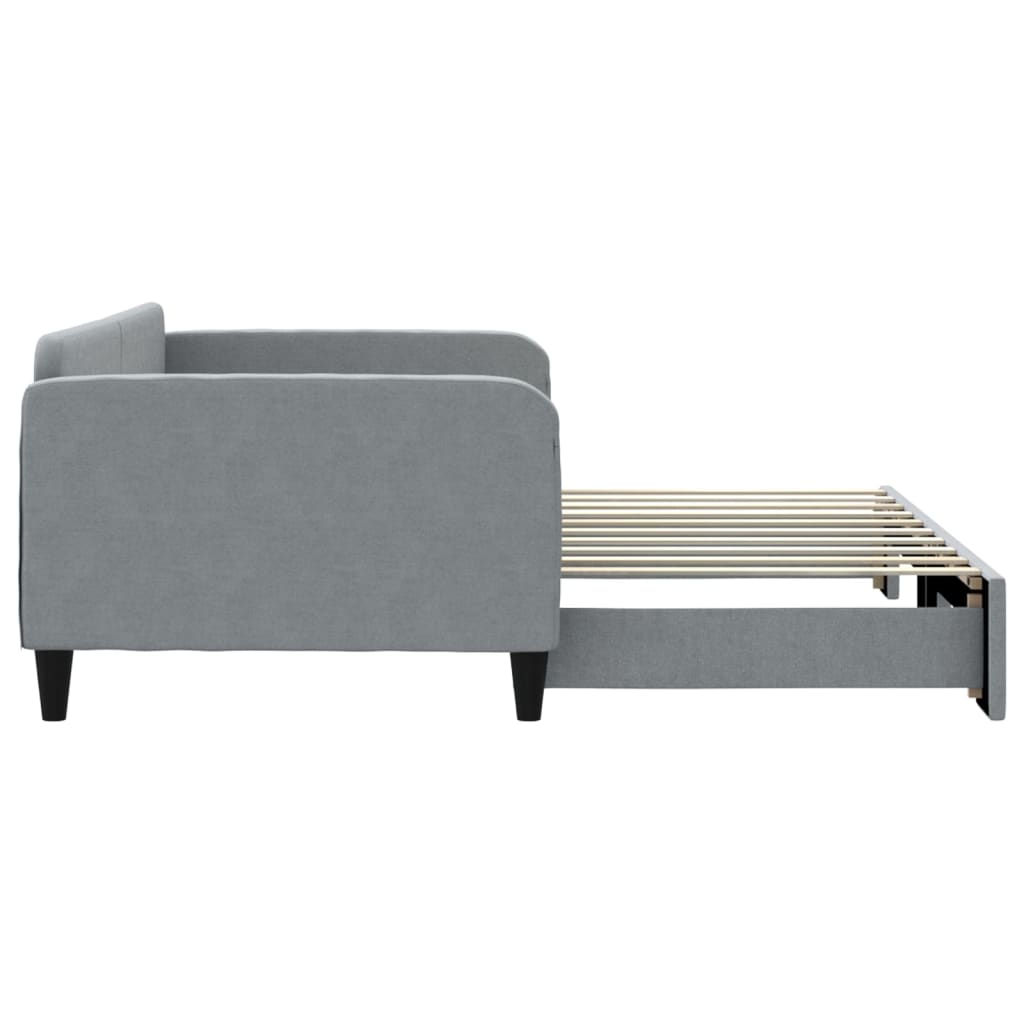 daybed med udtræk 100x190 cm stof lysegrå