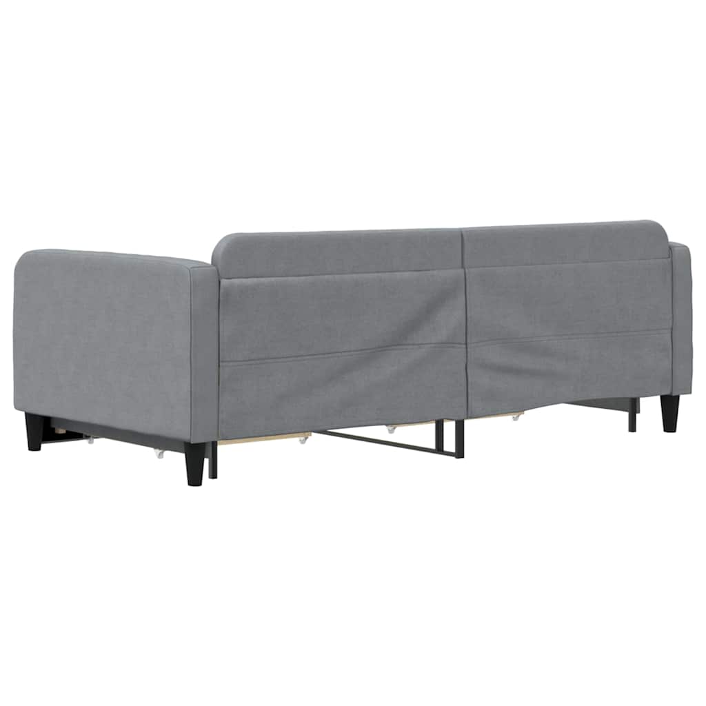 daybed med udtræk og skuffer 100x190 cm stof lysegrå