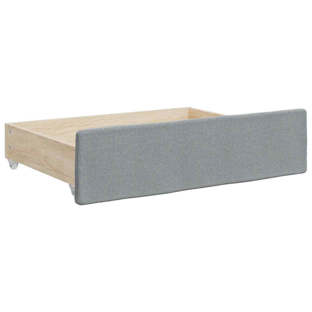 daybed med udtræk og skuffer 100x190 cm stof lysegrå