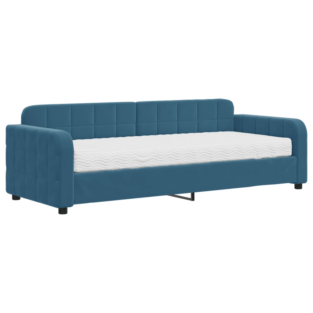 daybed med madras 80x200 cm velour blå