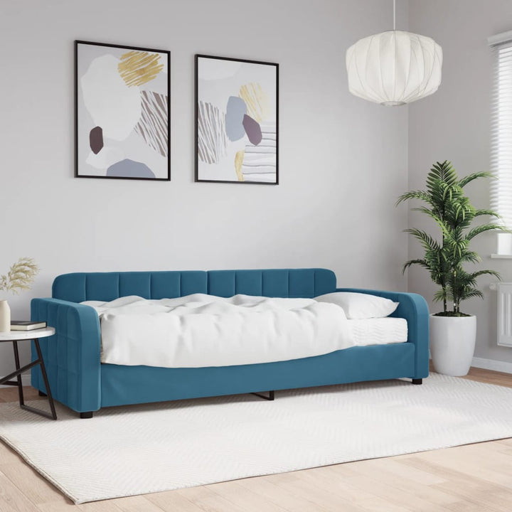 daybed med madras 80x200 cm velour blå