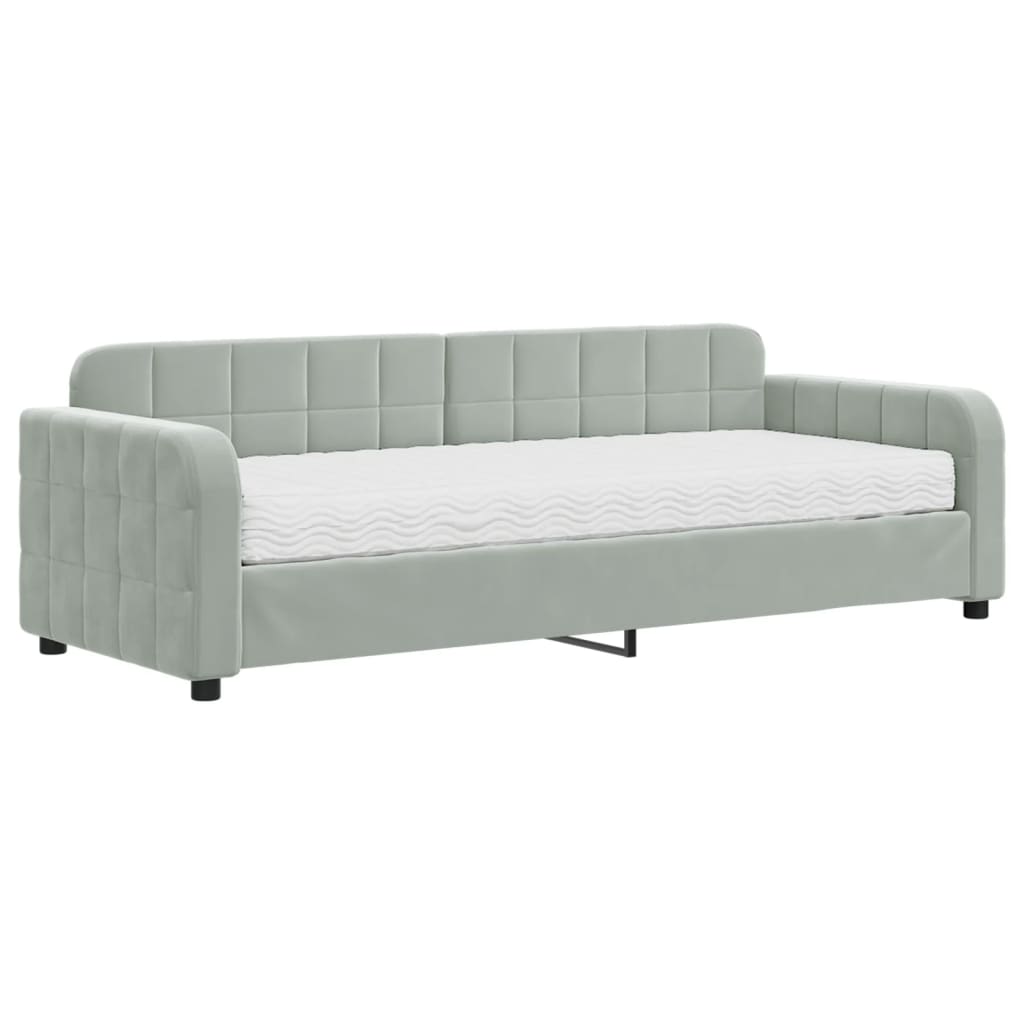 daybed med madras 80x200 cm velour lysegrå