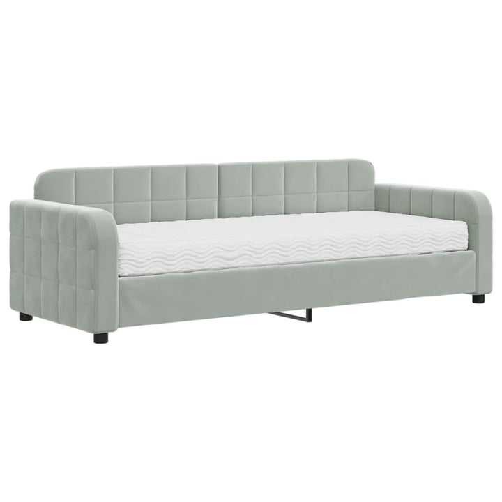 daybed med madras 80x200 cm velour lysegrå