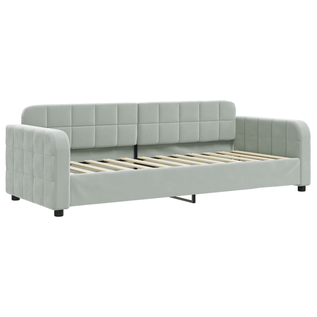 daybed med madras 80x200 cm velour lysegrå
