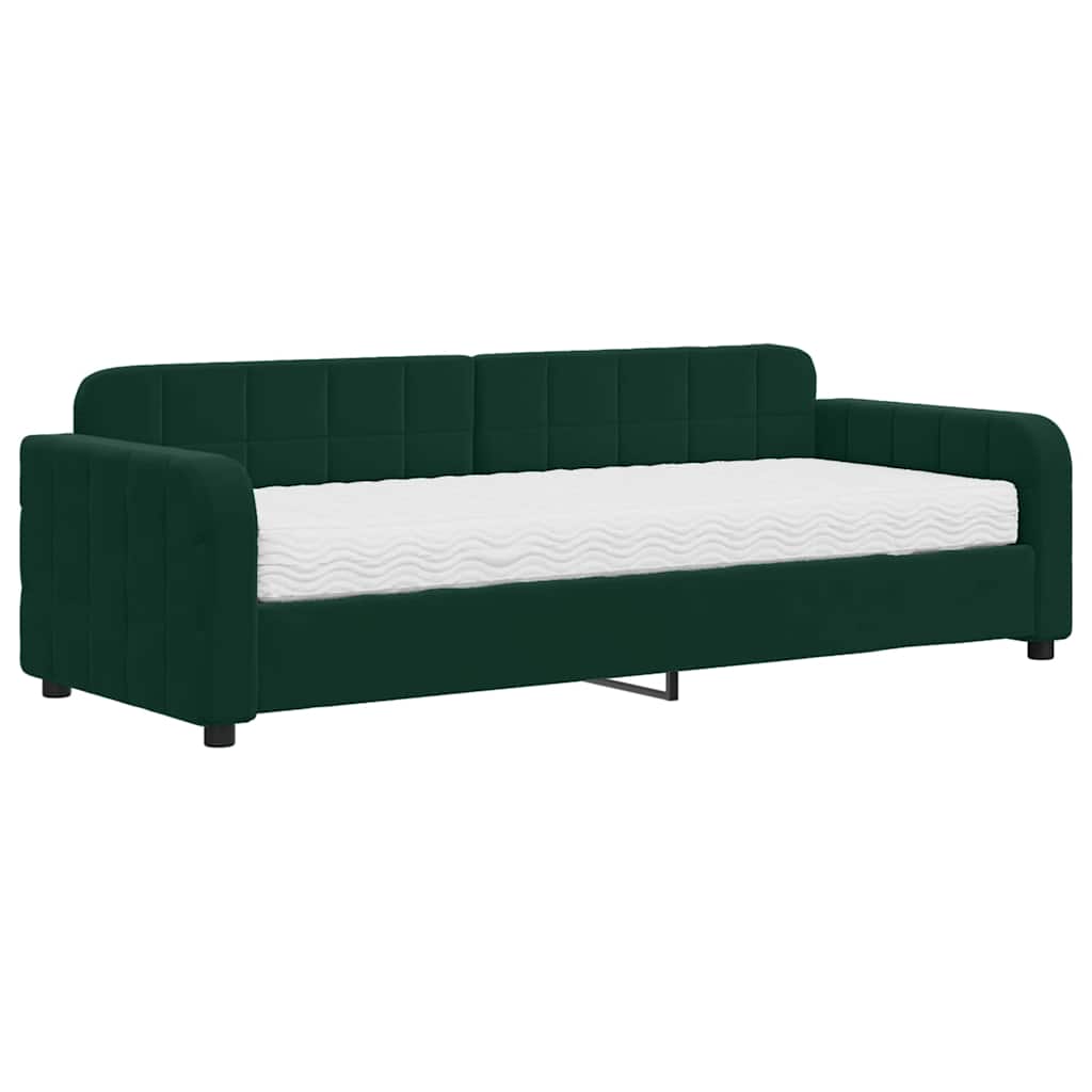 daybed med madras 80x200 cm velour mørkegrøn