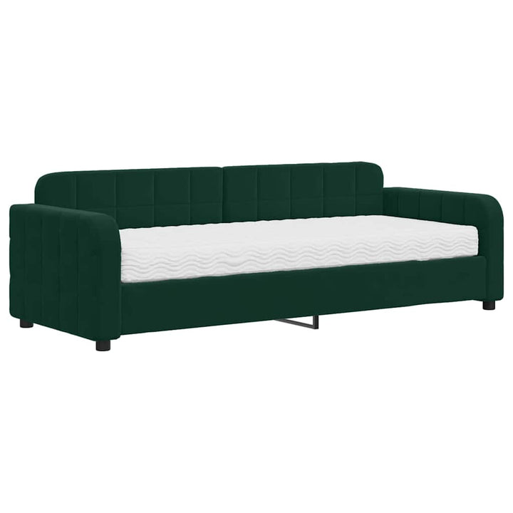 daybed med madras 80x200 cm velour mørkegrøn