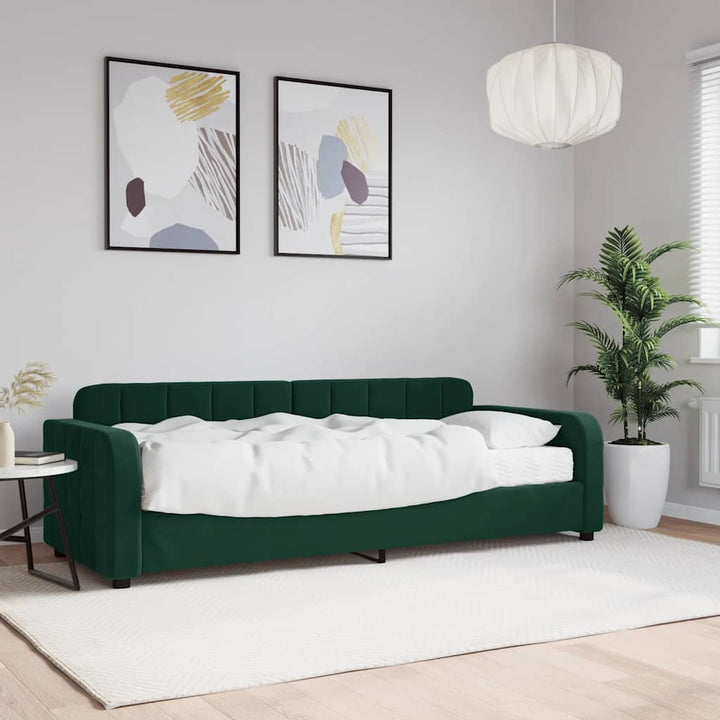 daybed med madras 80x200 cm velour mørkegrøn