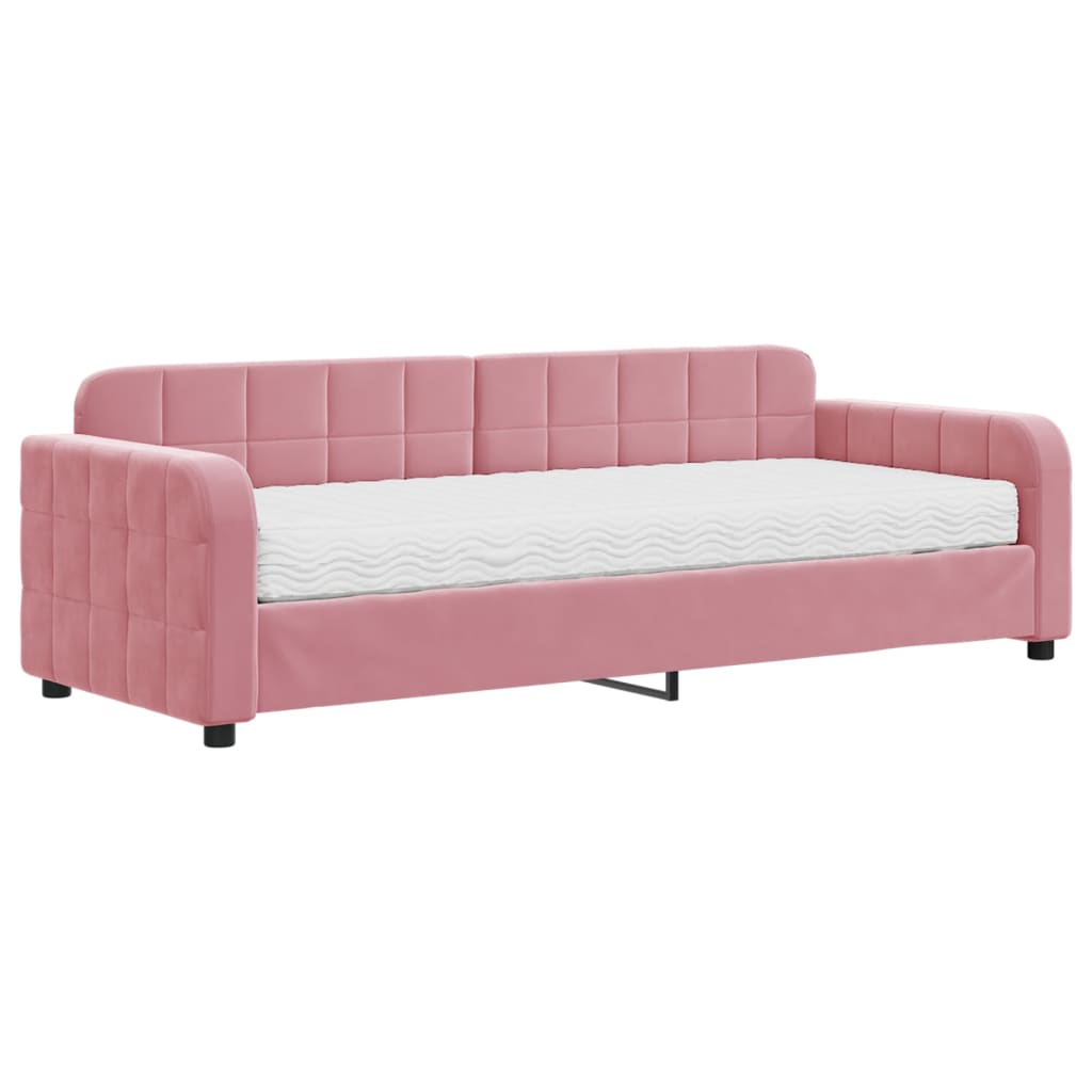 daybed med madras 80x200 cm velour pink
