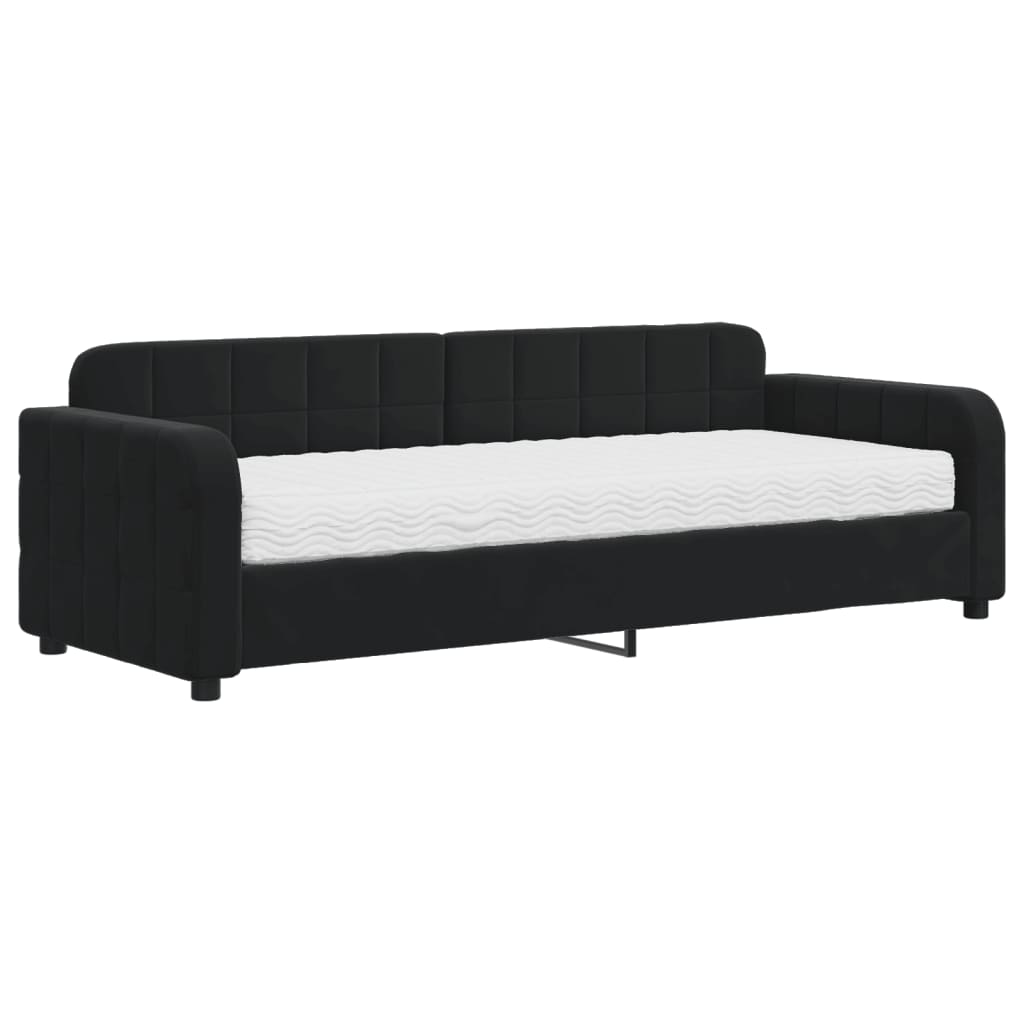 daybed med madras 80x200 cm velour sort