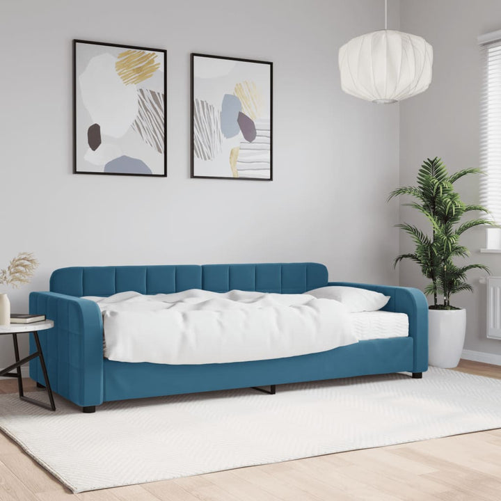 daybed med madras 90x200 cm velour blå