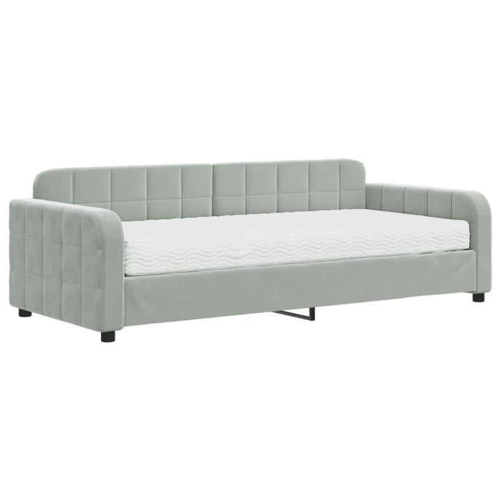 daybed med madras 90x200 cm velour lysegrå