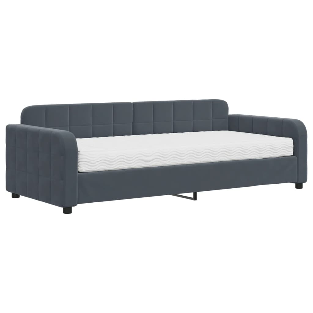 daybed med madras 90x200 cm velour mørkegrå