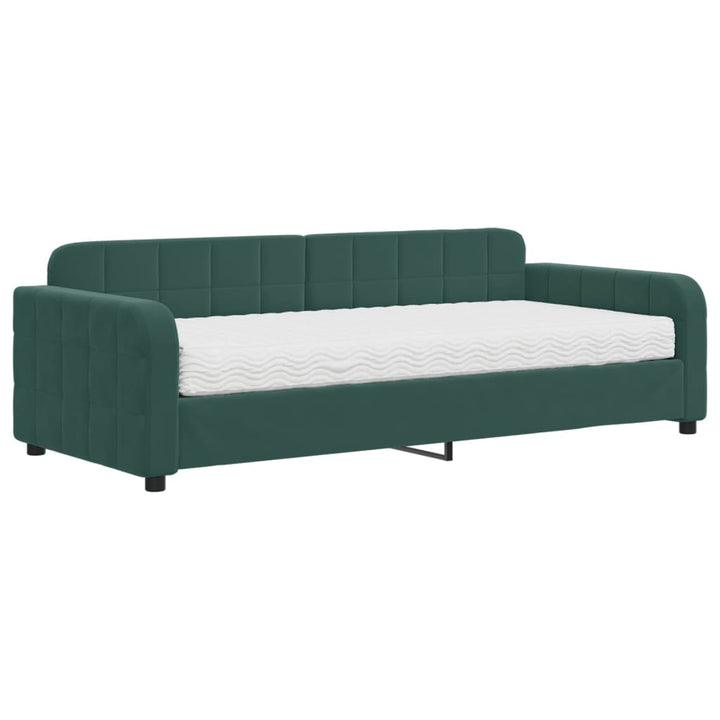daybed med madras 90x200 cm velour mørkegrøn