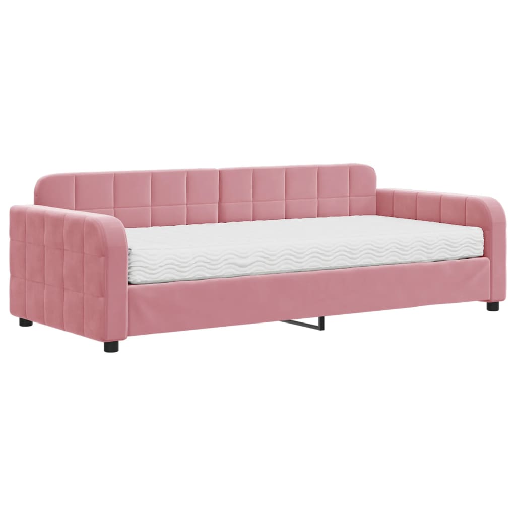 daybed med madras 90x200 cm velour pink