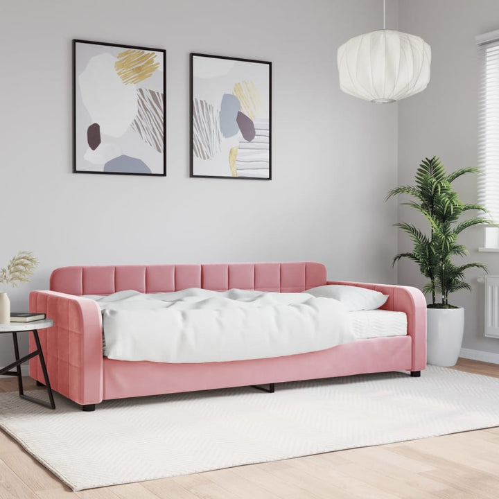 daybed med madras 90x200 cm velour pink