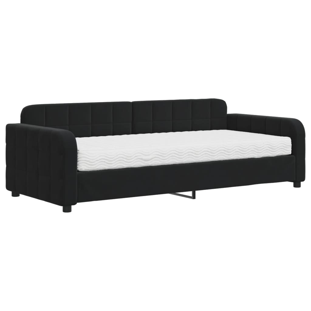 daybed med madras 90x200 cm velour sort