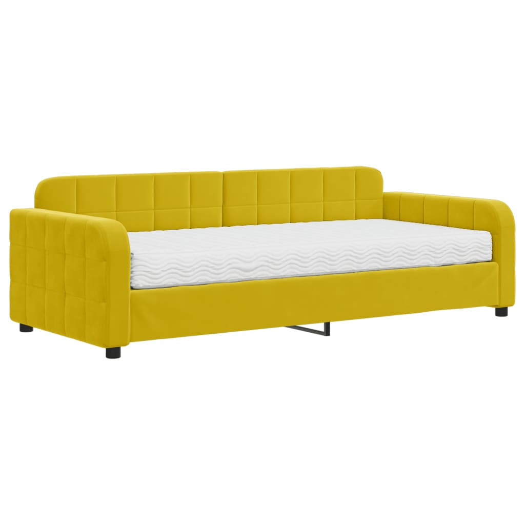 daybed med madras 90x200 cm velour gul