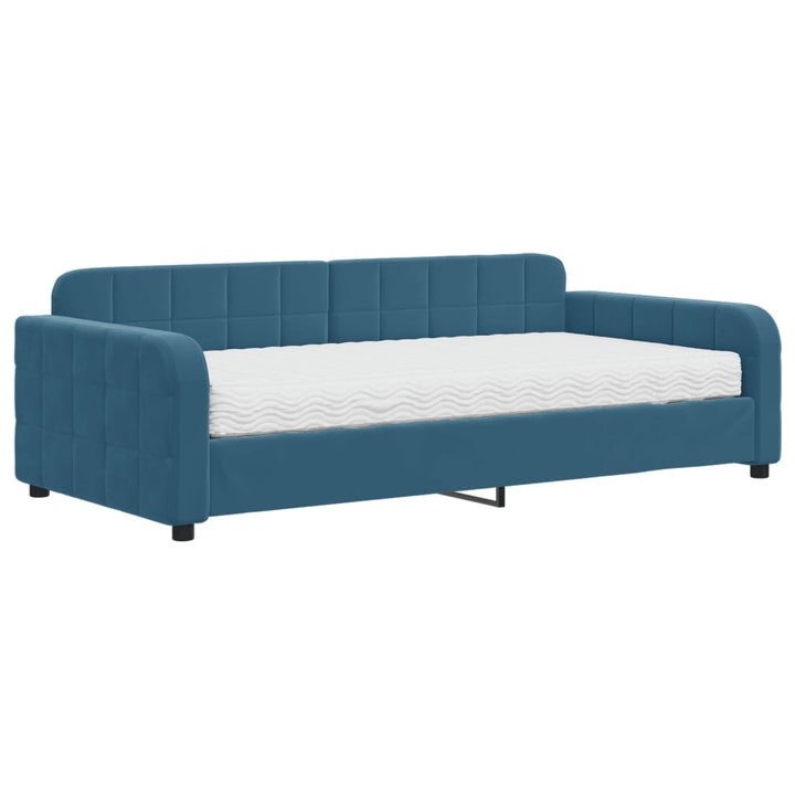 daybed med madras 100x200 cm velour blå