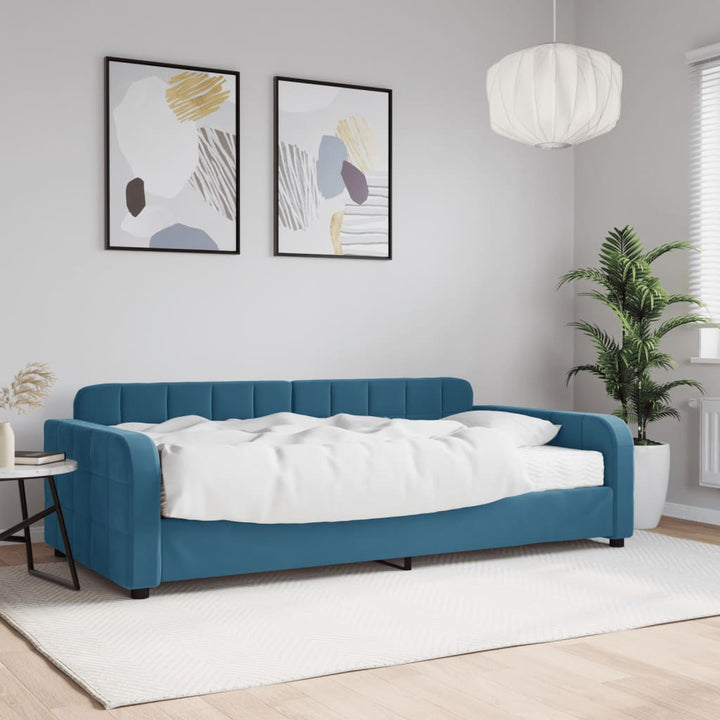 daybed med madras 100x200 cm velour blå