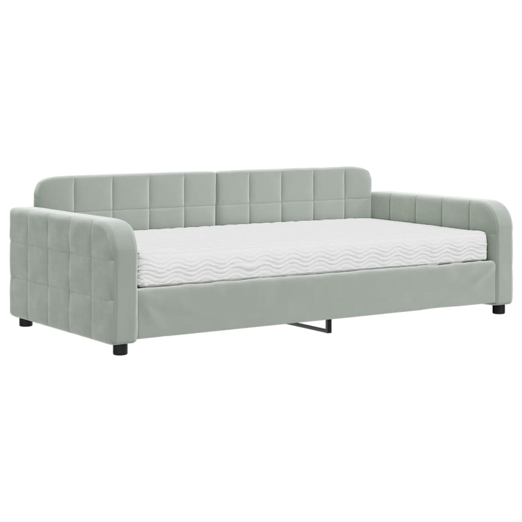 daybed med madras 100x200 cm velour lysegrå