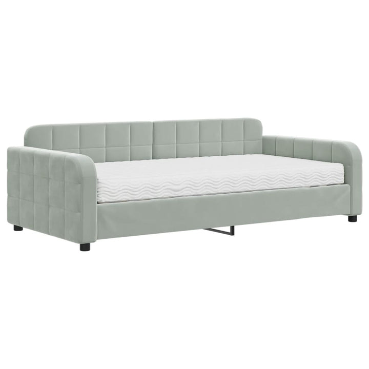 daybed med madras 100x200 cm velour lysegrå