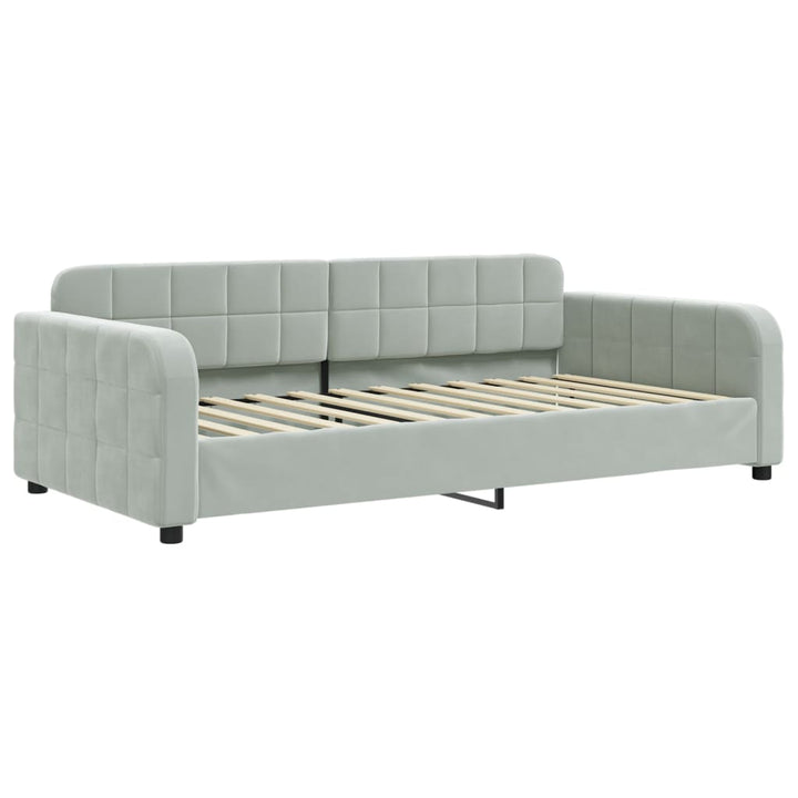 daybed med madras 100x200 cm velour lysegrå