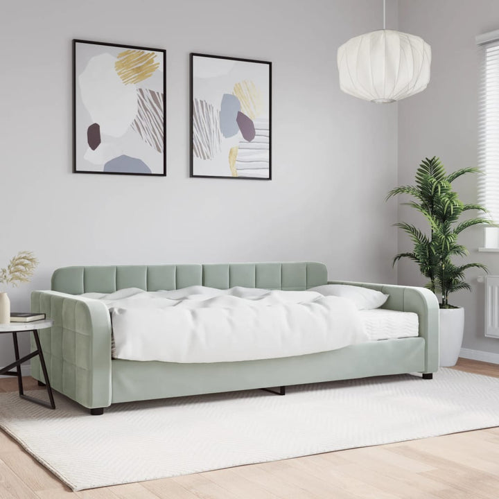 daybed med madras 100x200 cm velour lysegrå