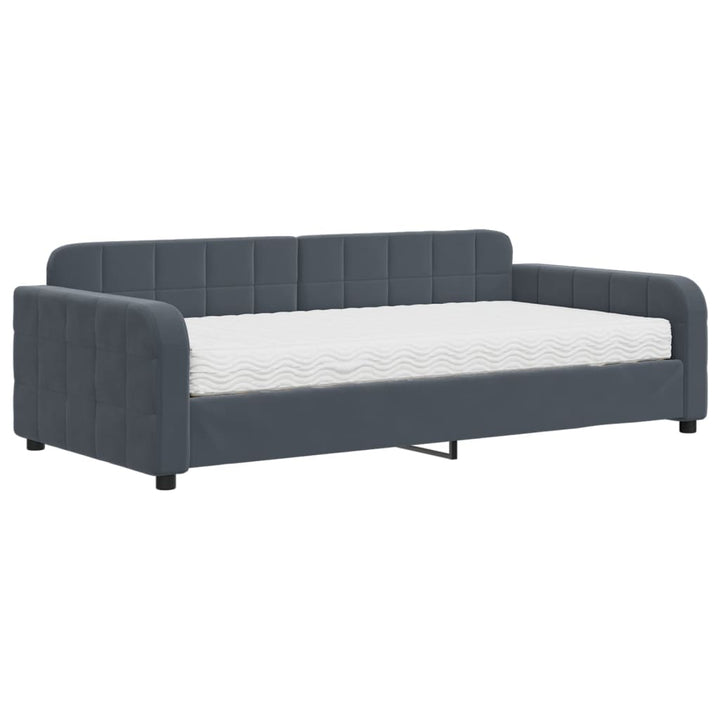 daybed med madras 100x200 cm velour mørkegrå