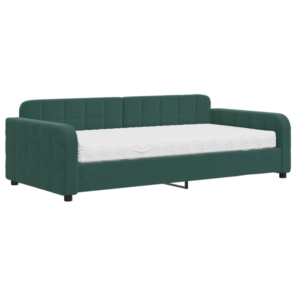 daybed med madras 100x200 cm velour mørkegrøn