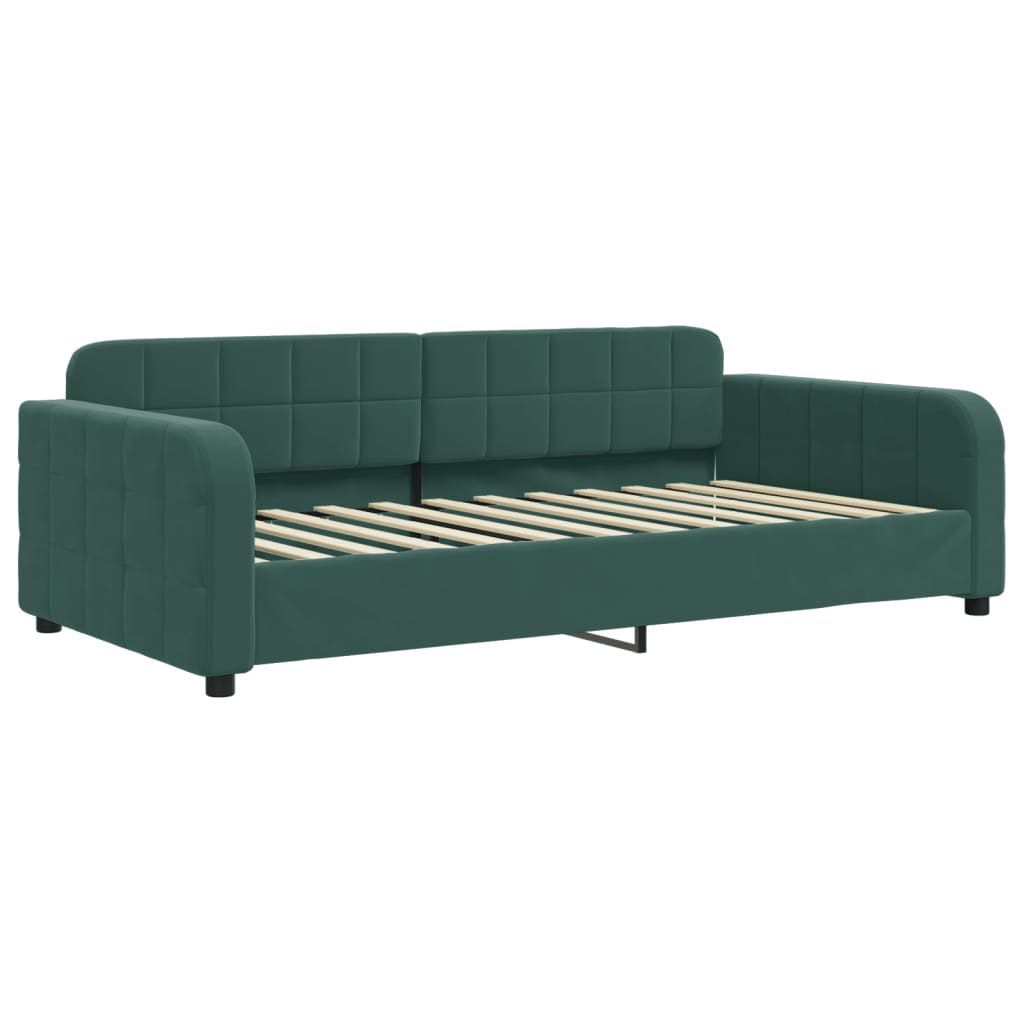 daybed med madras 100x200 cm velour mørkegrøn