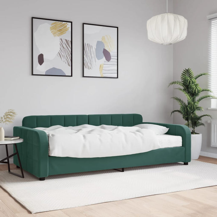 daybed med madras 100x200 cm velour mørkegrøn