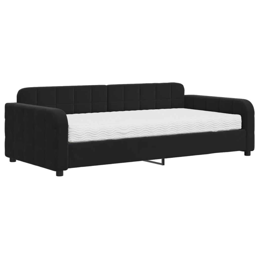 daybed med madras 100x200 cm velour sort